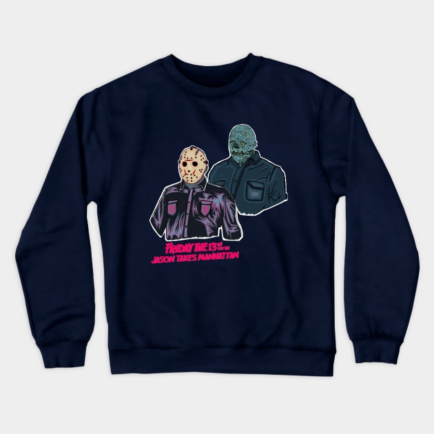 Jason Takes Manhattan Crewneck Sweatshirt by attackofthegiantants